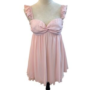 Lucy in the Sky Pink Ruffle Babydoll Dress Size Large Y2K Fairy